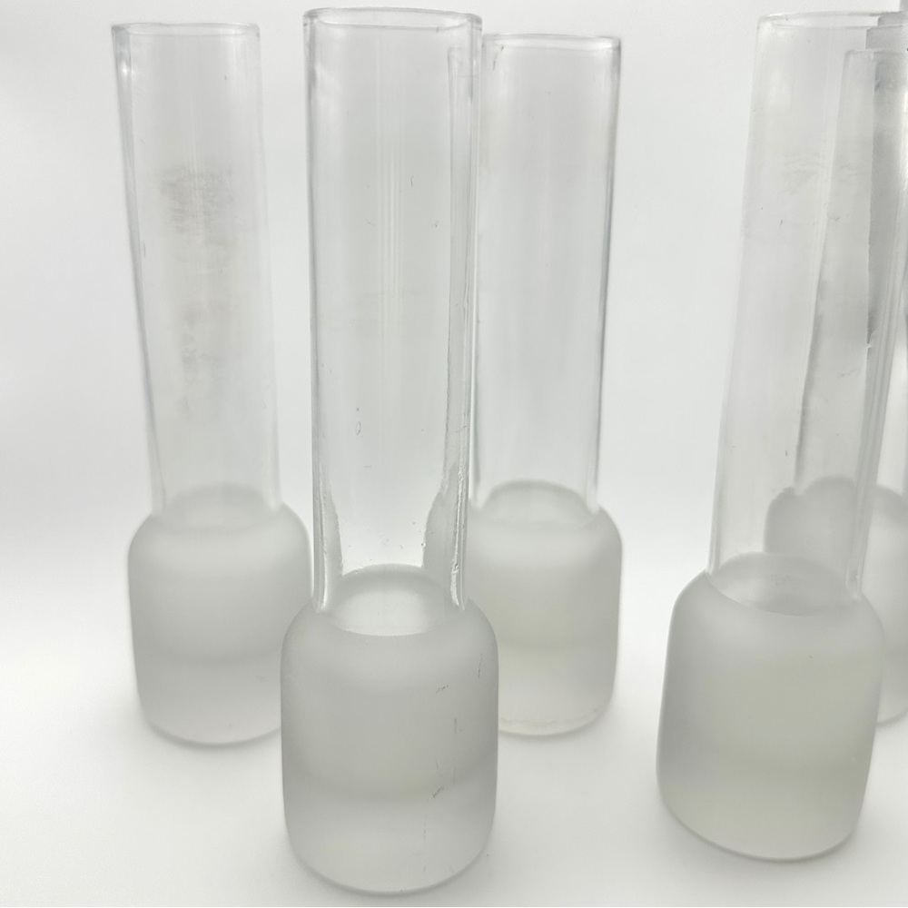 Small Clear Glass Tube Plant Propagation Vase Chunky Base Frosted Glass Bud Vase - Picture 5 of 10